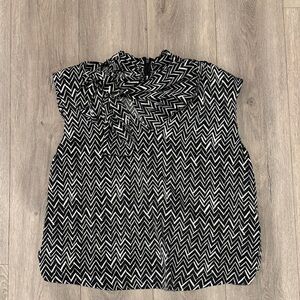 DKNY Black and White Chevron Blouse